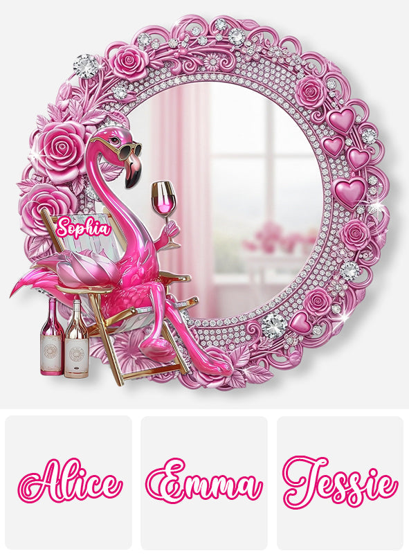 Be a Flamingo In a Flock of Pigeons - Personalized Flamingo Wall Hanging Mirror