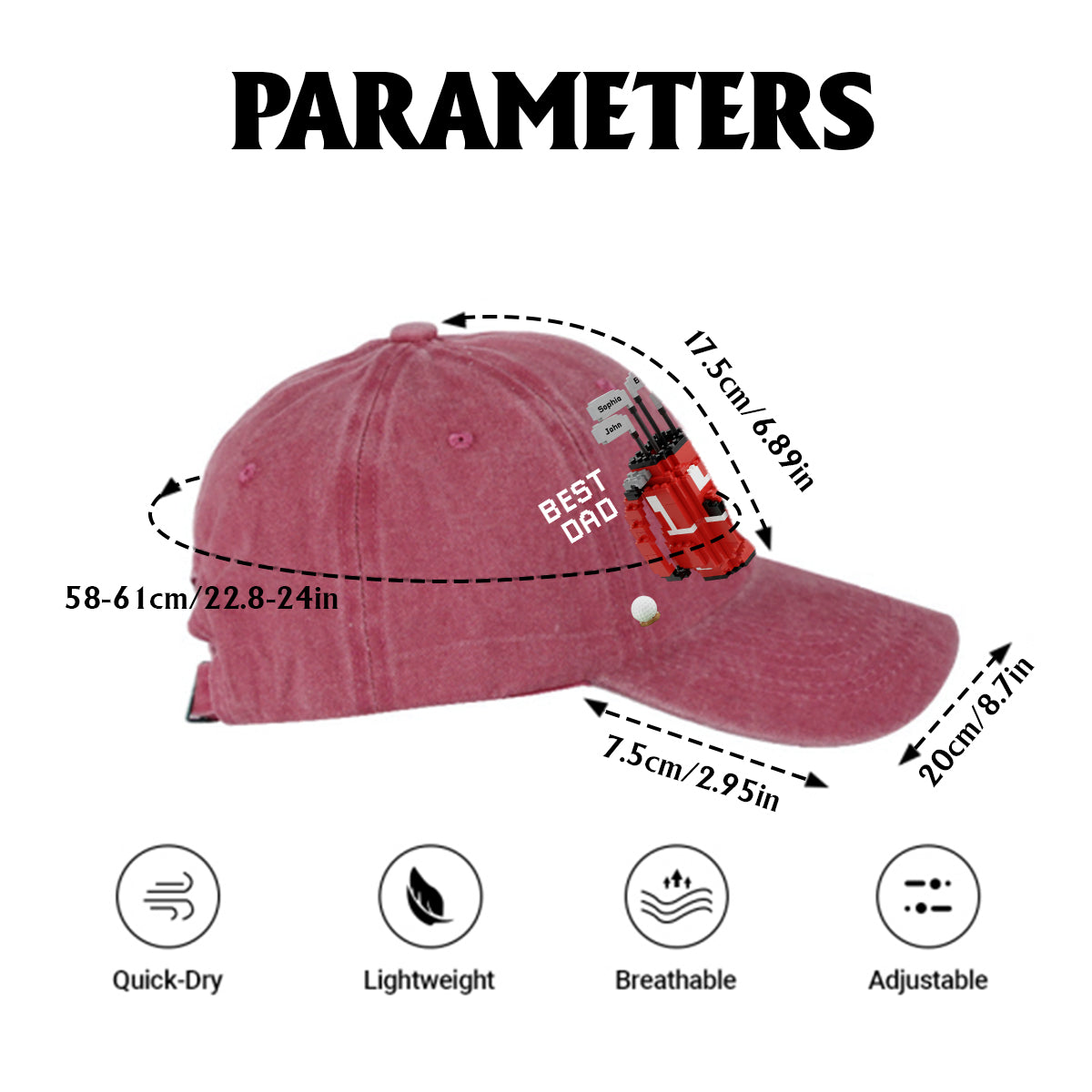 Best Dad By Par - Personalized Golf Washed Denim Cap