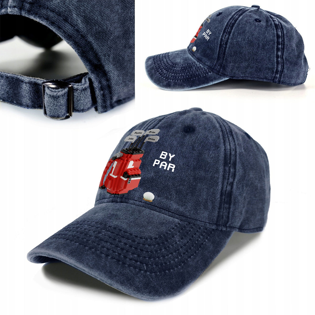 Best Dad By Par - Personalized Golf Washed Denim Cap