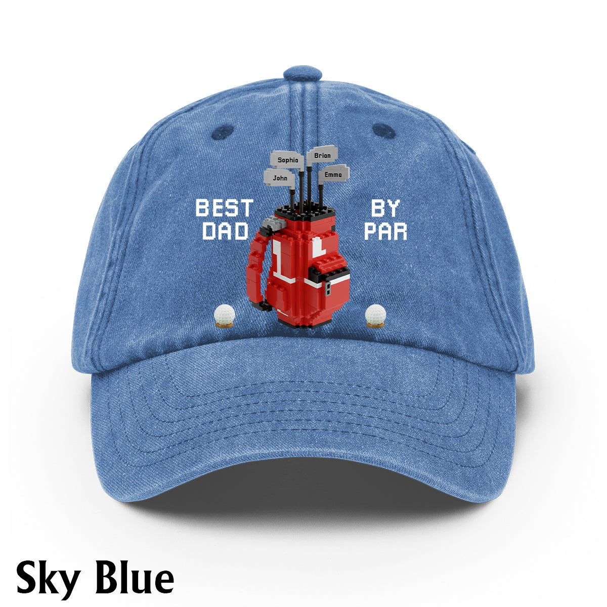 Best Dad By Par - Personalized Golf Washed Denim Cap