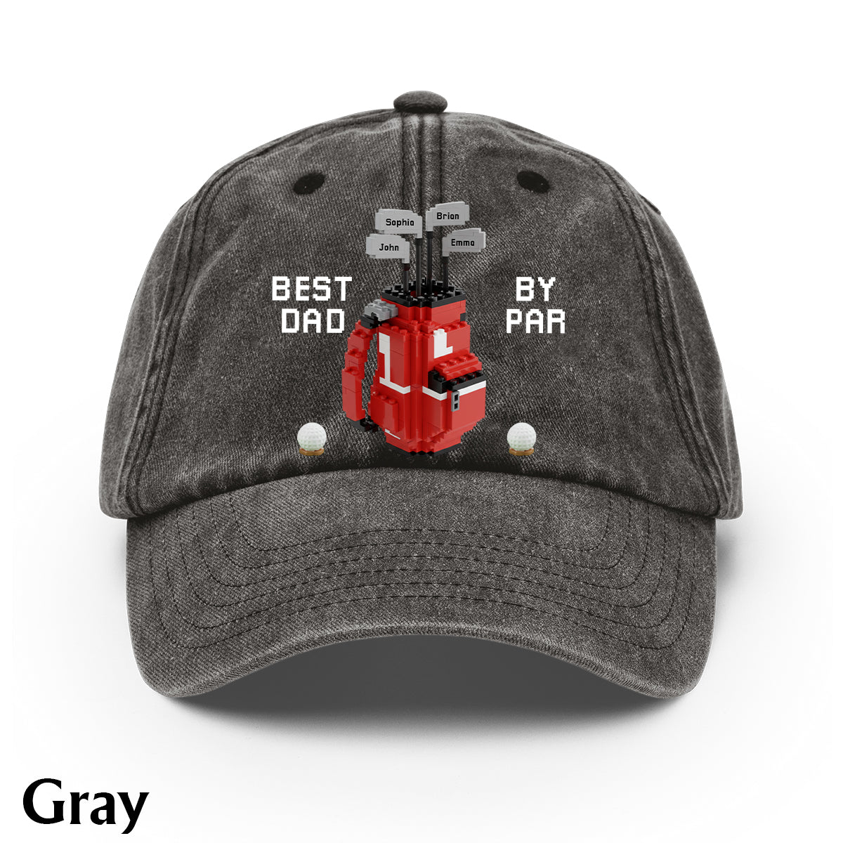 Best Dad By Par - Personalized Golf Washed Denim Cap