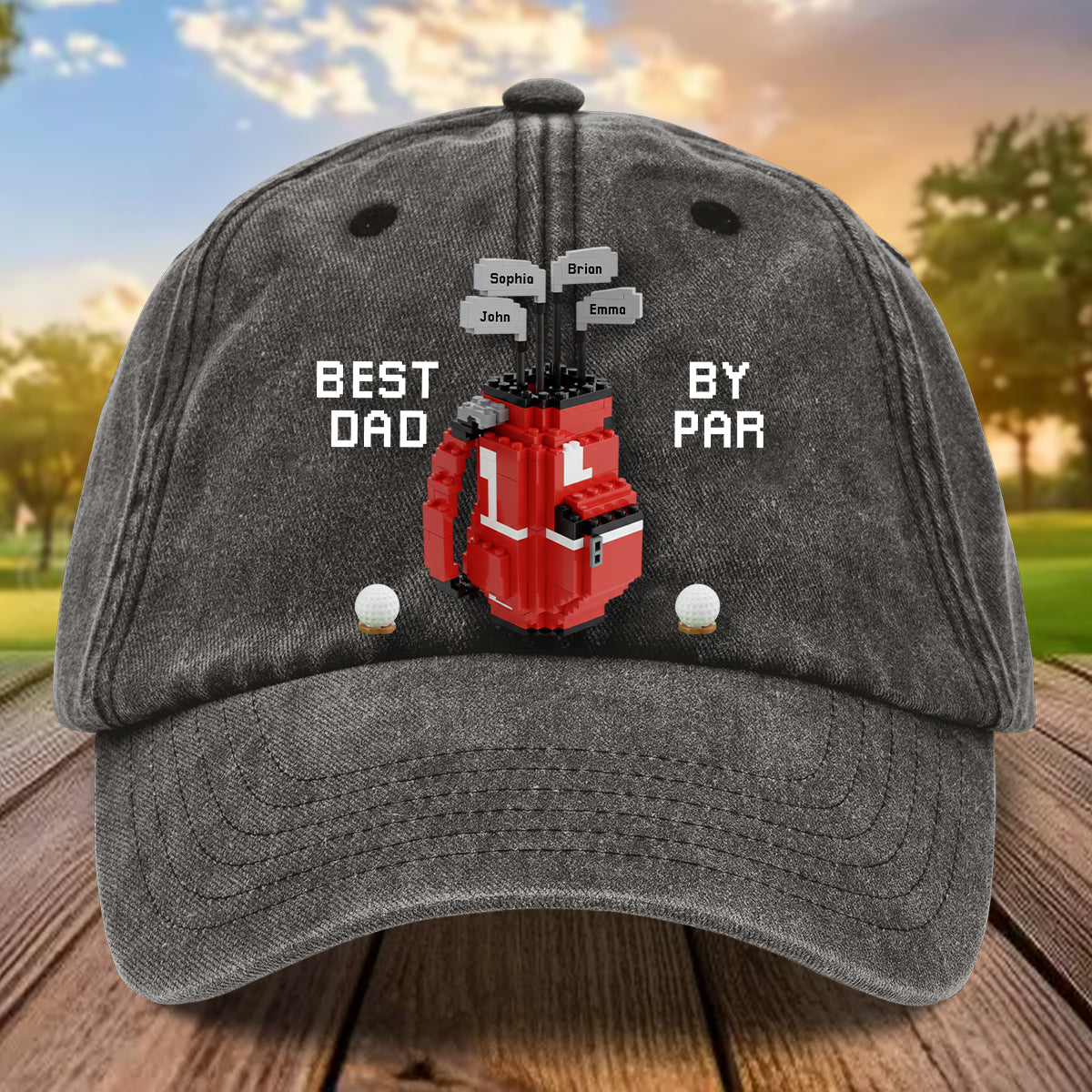 Best Dad By Par - Personalized Golf Washed Denim Cap