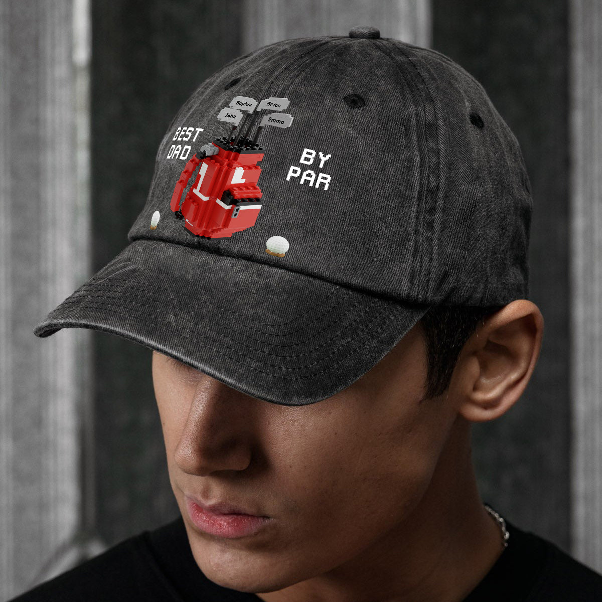 Best Dad By Par - Personalized Golf Washed Denim Cap