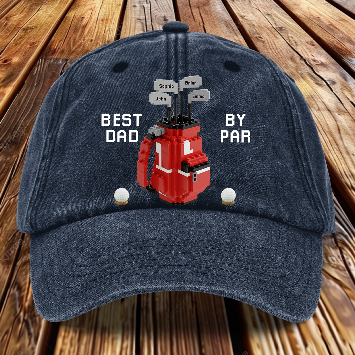 Best Dad By Par - Personalized Golf Washed Denim Cap