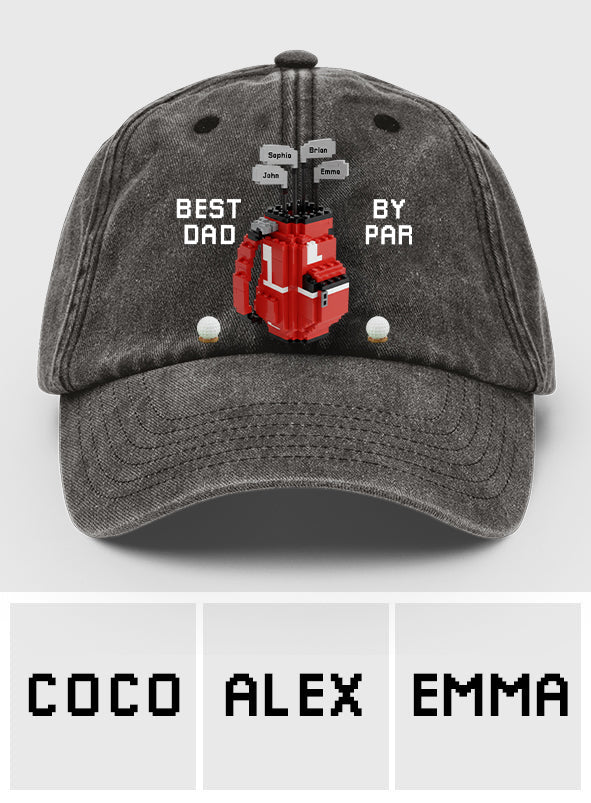Best Dad By Par - Personalized Golf Washed Denim Cap