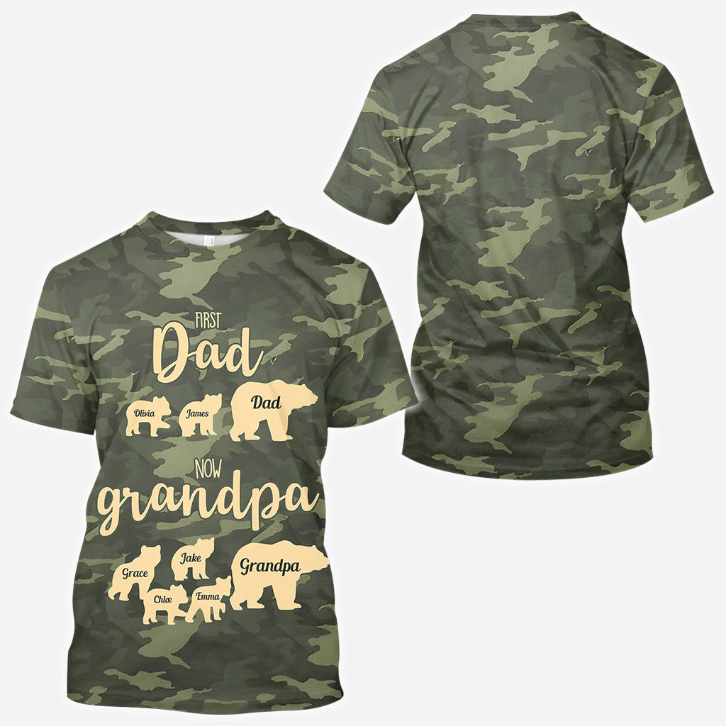 First Dad Now Grandpa Bear Camouflage - Personalized Grandpa All Over Shirt