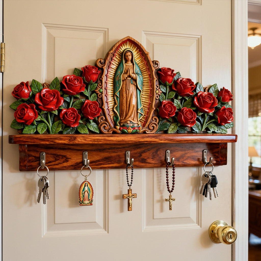 Notre-Dame de Guadalupe - Porte-manteau chrétien personnalisé en forme de pièce