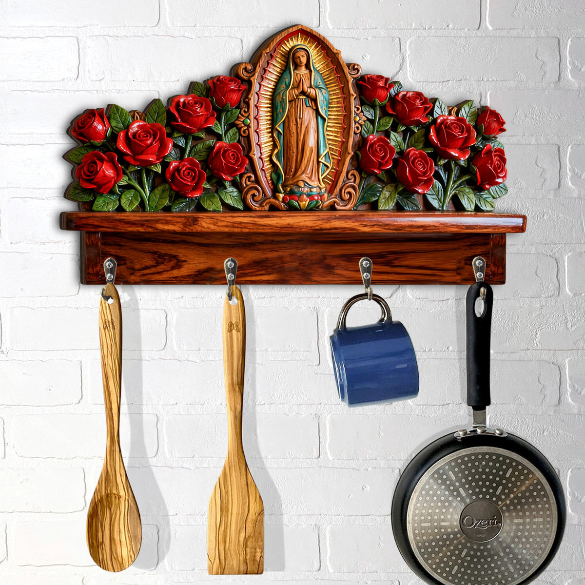Notre-Dame de Guadalupe - Porte-manteau chrétien personnalisé en forme de pièce