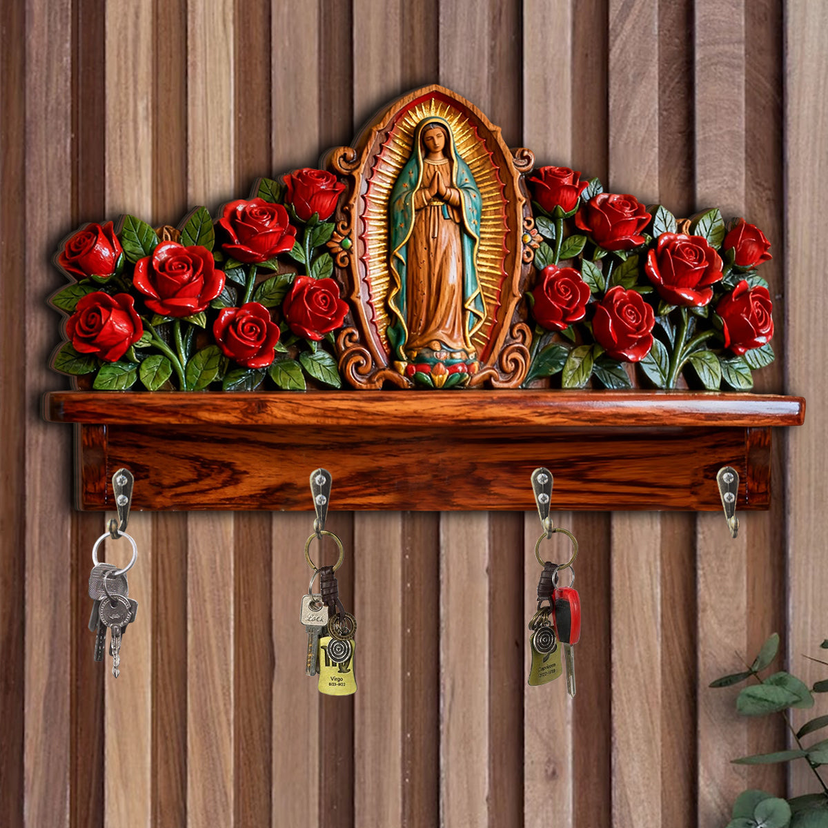 Notre-Dame de Guadalupe - Porte-manteau chrétien personnalisé en forme de pièce