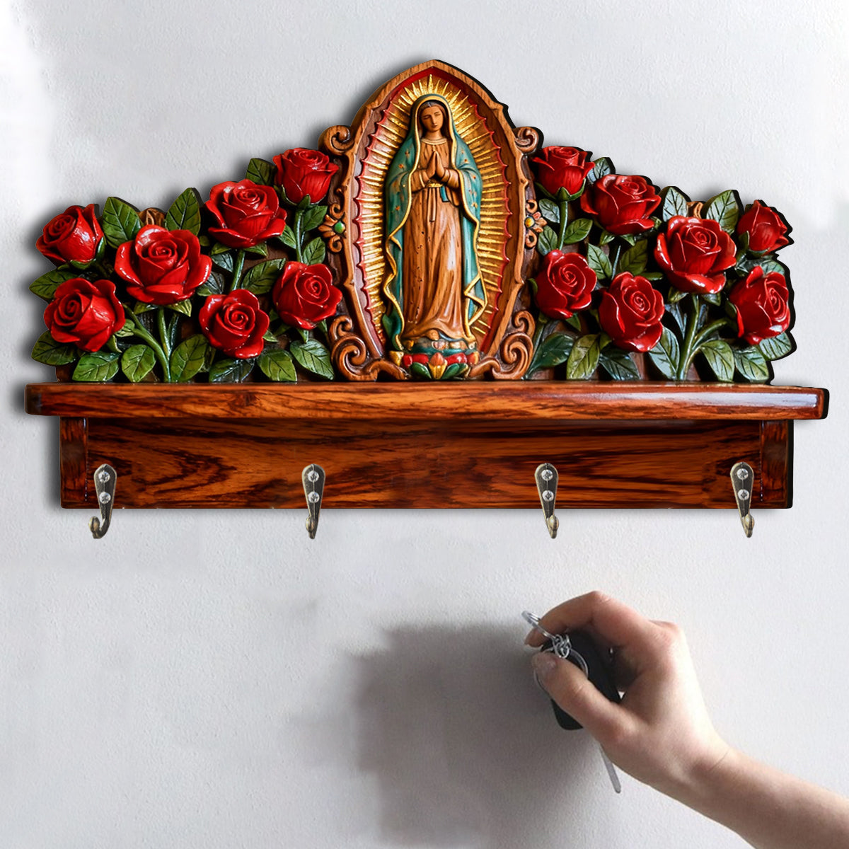 Notre-Dame de Guadalupe - Porte-manteau chrétien personnalisé en forme de pièce