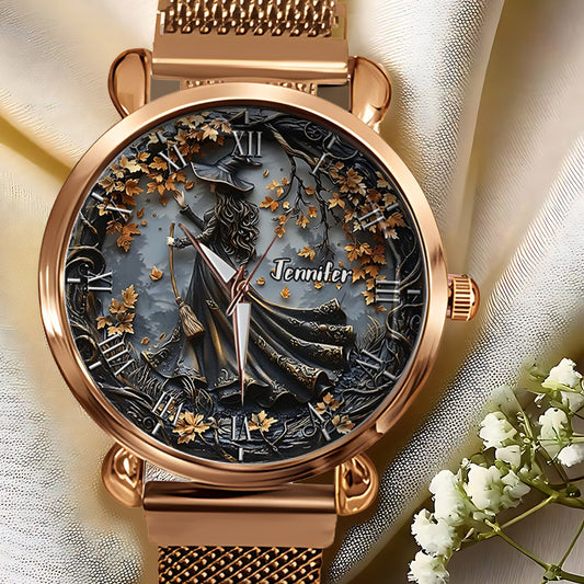 Montre-bracelet personnalisée pour femme sorcière - Sorcière magique 