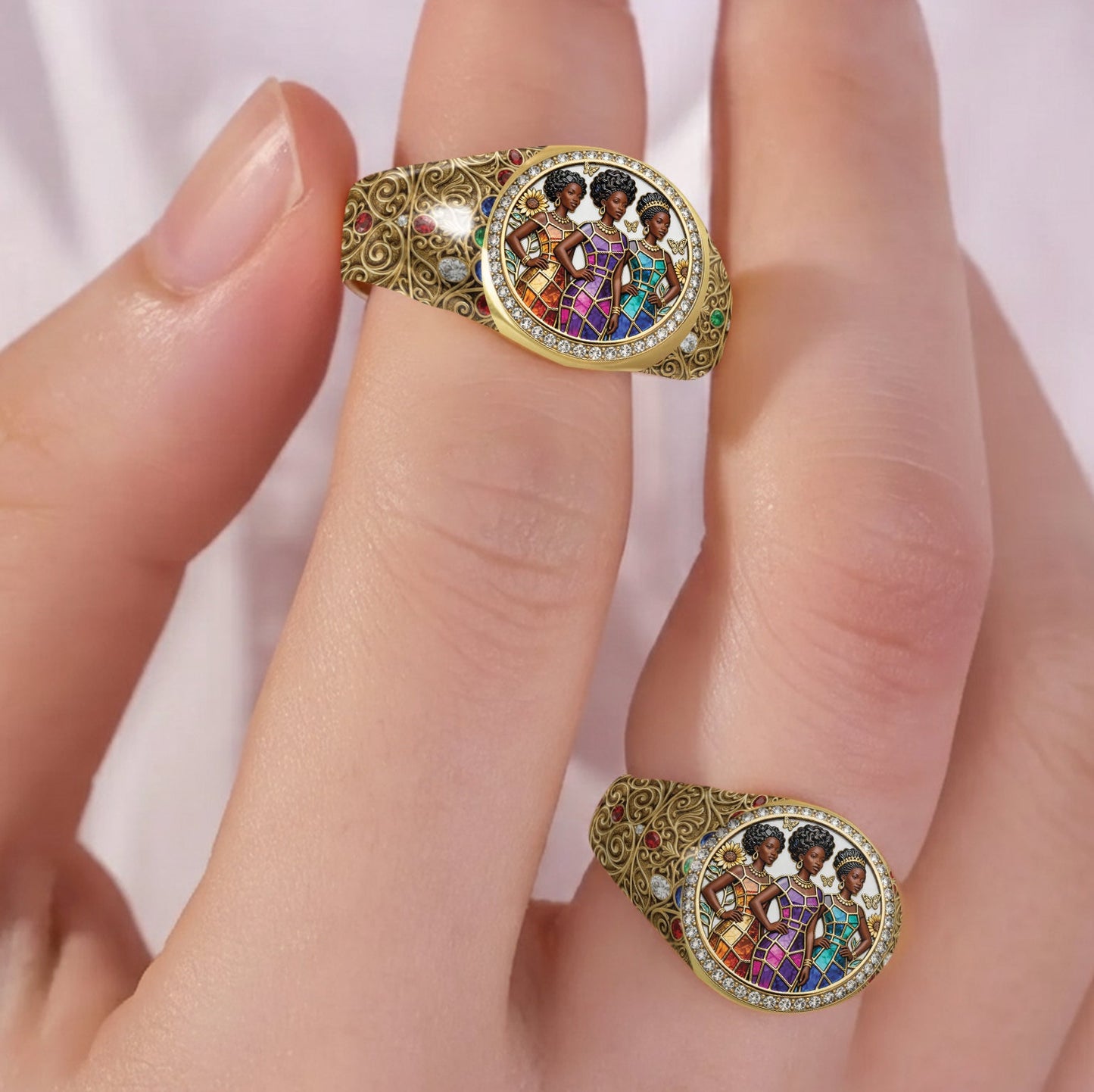 Histoire des Noirs - Bague chevalière afro-américaine personnalisée