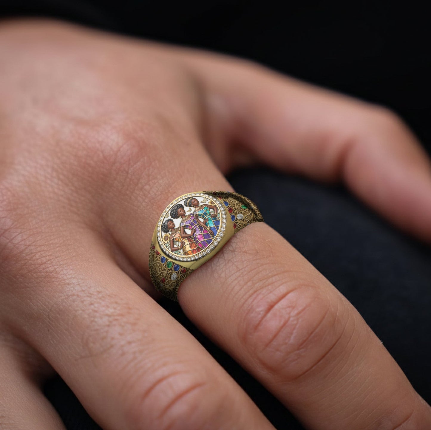 Histoire des Noirs - Bague chevalière afro-américaine personnalisée