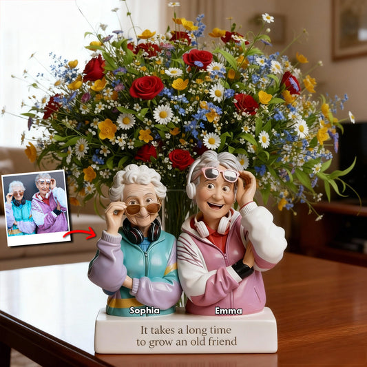 It Takes A Long Time To Grow An Old Friend - Personalized Bestie Custom Shape Acrylic Flower Vase