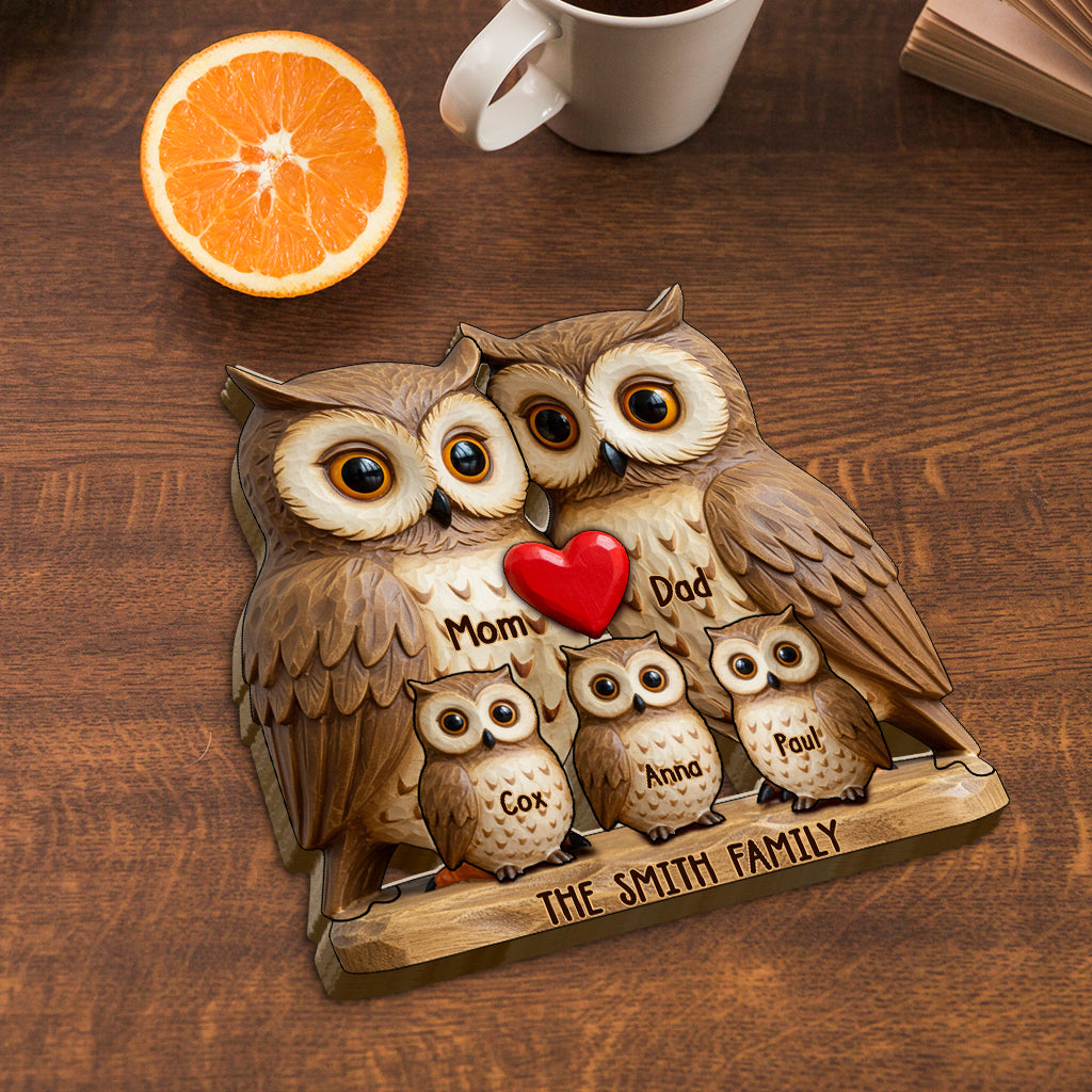 Owl Family - Personalized Family Shaped Wooden Puzzle