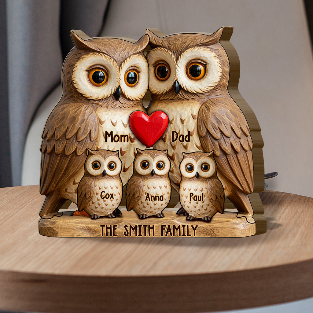Owl Family - Personalized Family Shaped Wooden Puzzle