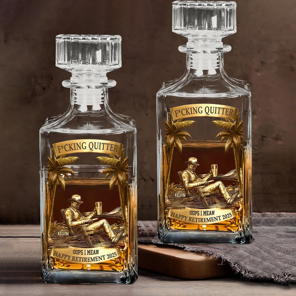 Appreciation, Retirement Gift For Coworkers, Work Friends, Colleagues - Personalized Retired Whiskey Decanter Set