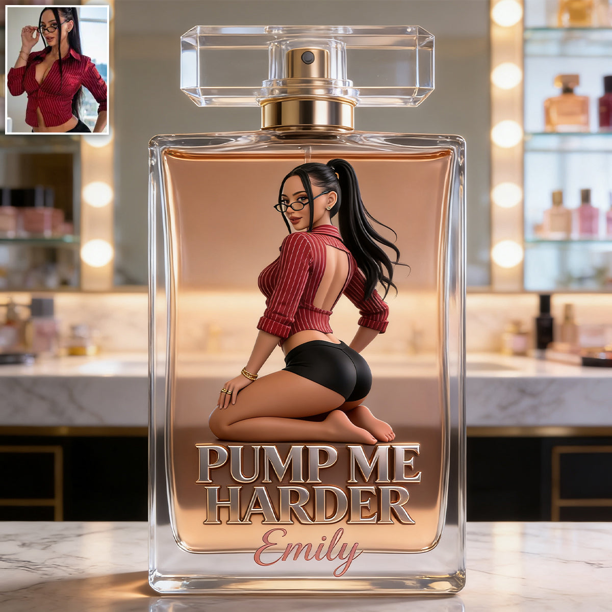 Pompez-moi plus fort - Flacon de parfum rechargeable personnalisé pour couples épicés