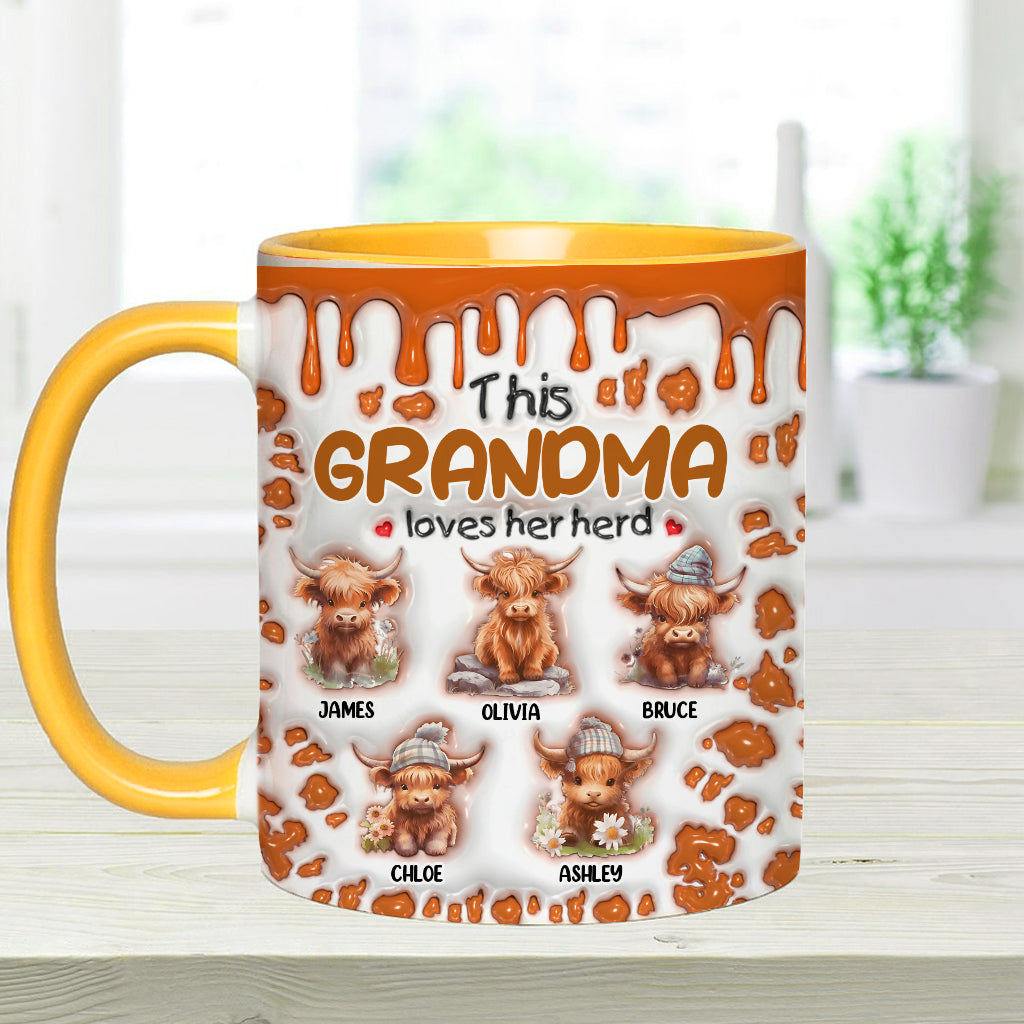 This Grandma Loves Her Herd - Personalized Grandma Accent Mug