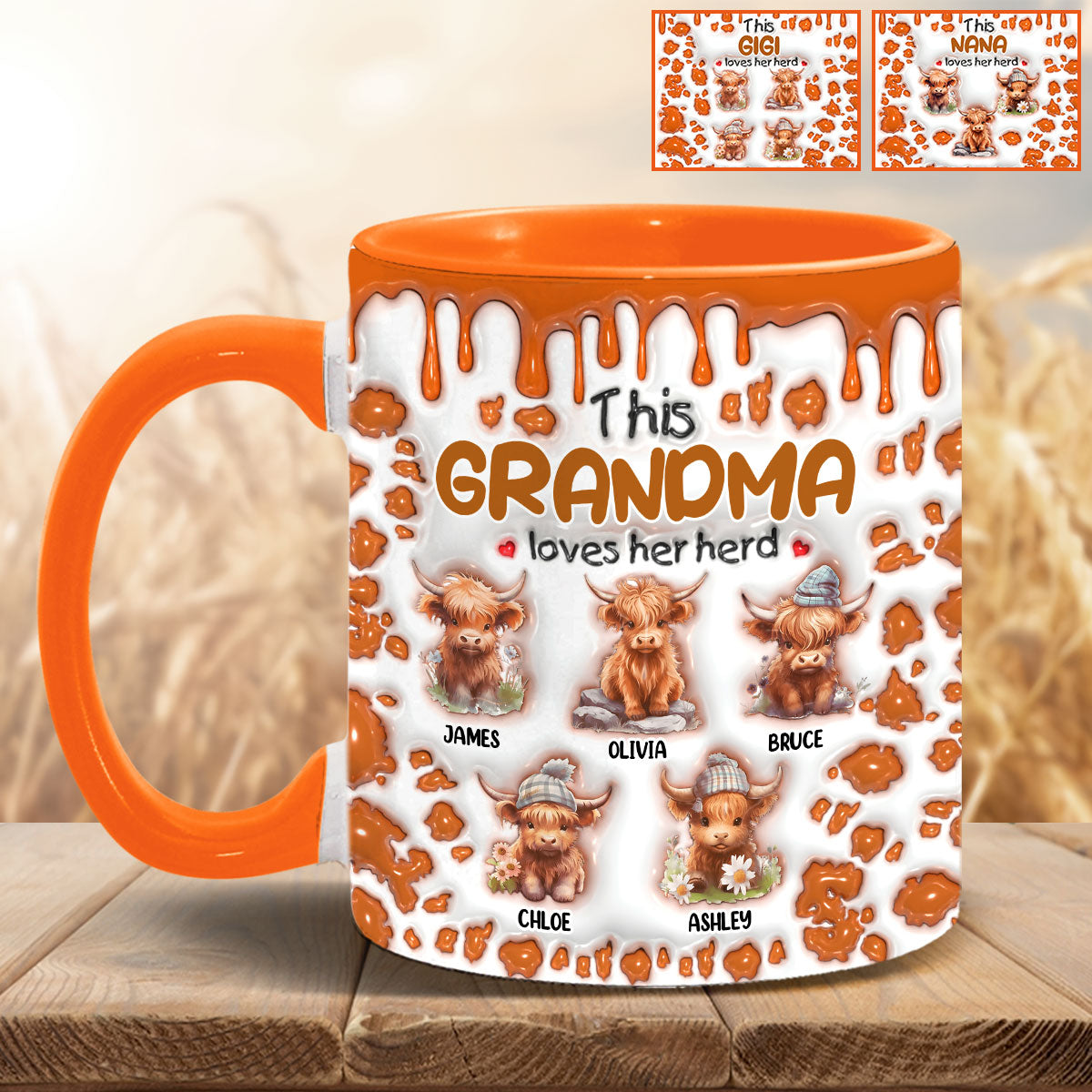 This Grandma Loves Her Herd - Personalized Grandma Accent Mug