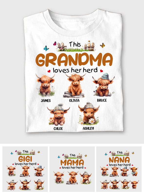 Cette grand-mère aime son troupeau - T-shirt et sweat à capuche personnalisés pour grand-mère
