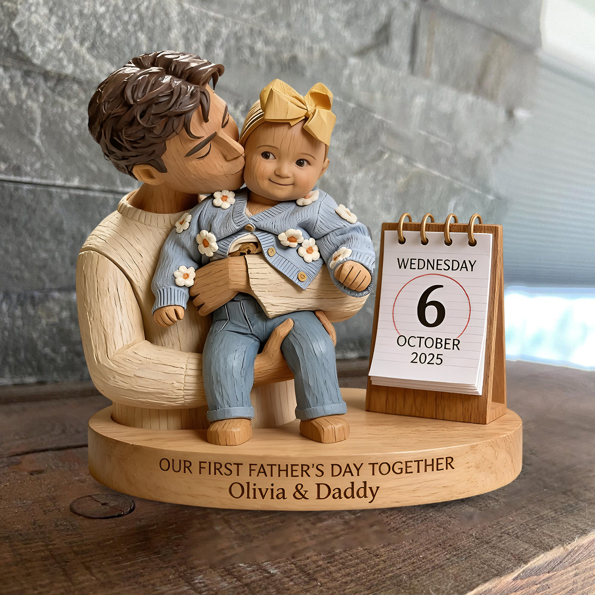 Cadeaux pour la première fête des pères - Plaque en bois personnalisée en forme unique