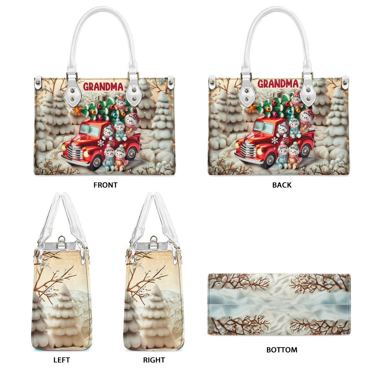 Sac à main en cuir personnalisé Nana's Cuties pour grand-mère