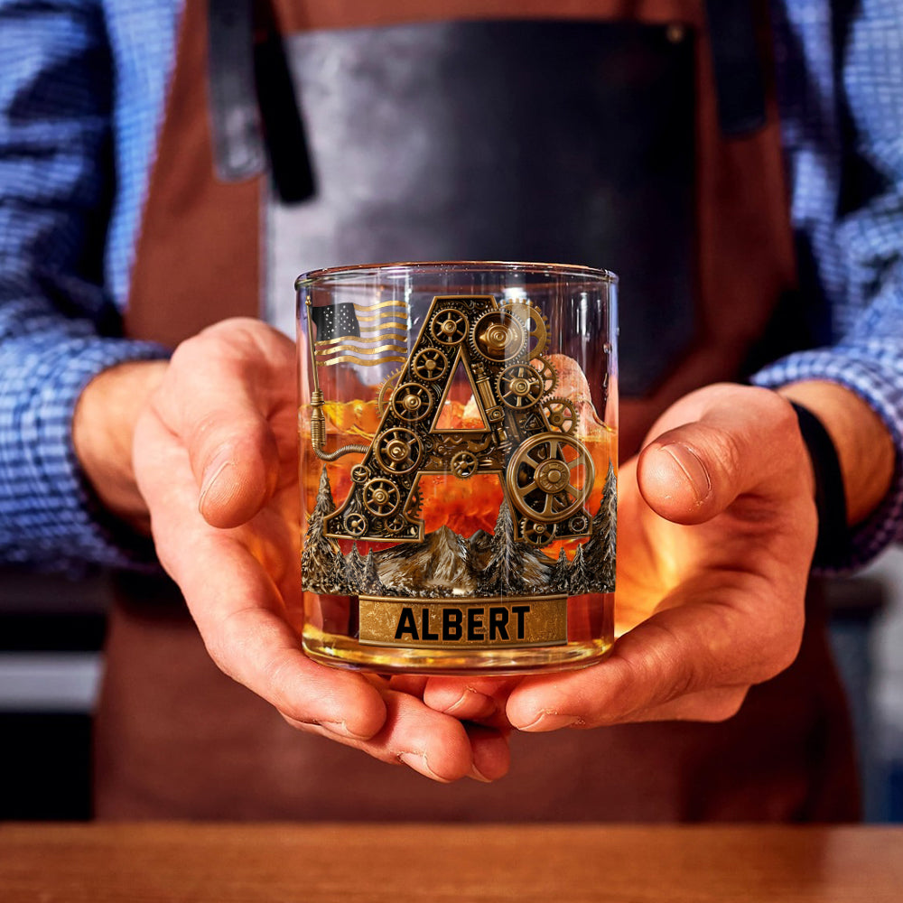 Verre à whisky personnalisé style steampunk, cadeau pour lui - Verre à whisky de mécanicien