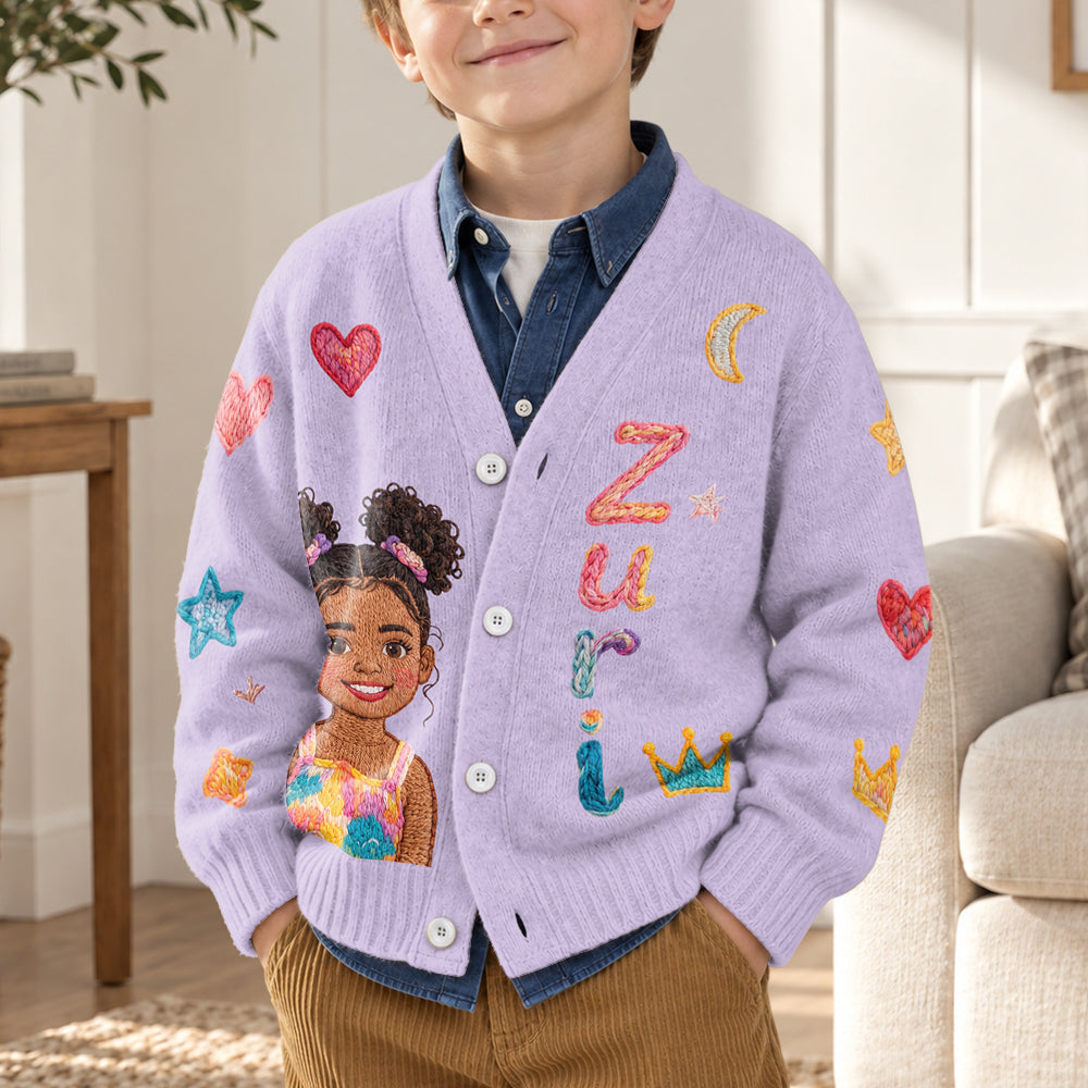 My Name, My Little World - Personalized Kid Cardigan Sweater