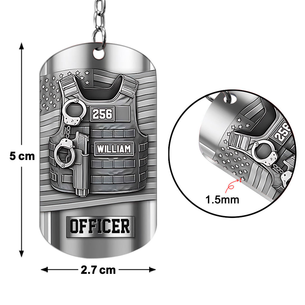 Servir et protéger - Porte-clés personnalisé en acier inoxydable pour policier