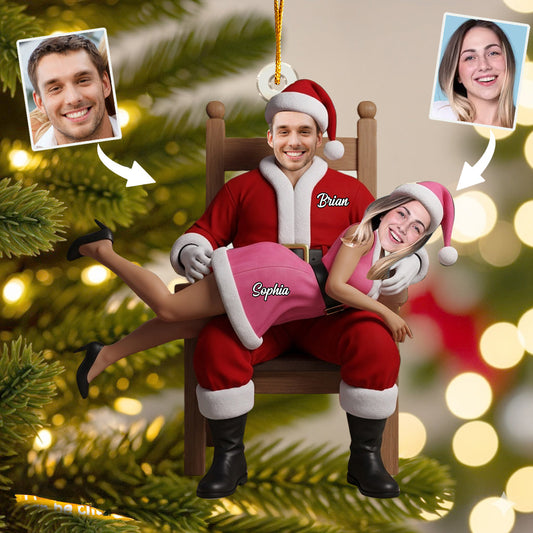 Couple amusant de Noël - Ornement transparent personnalisé pour couple