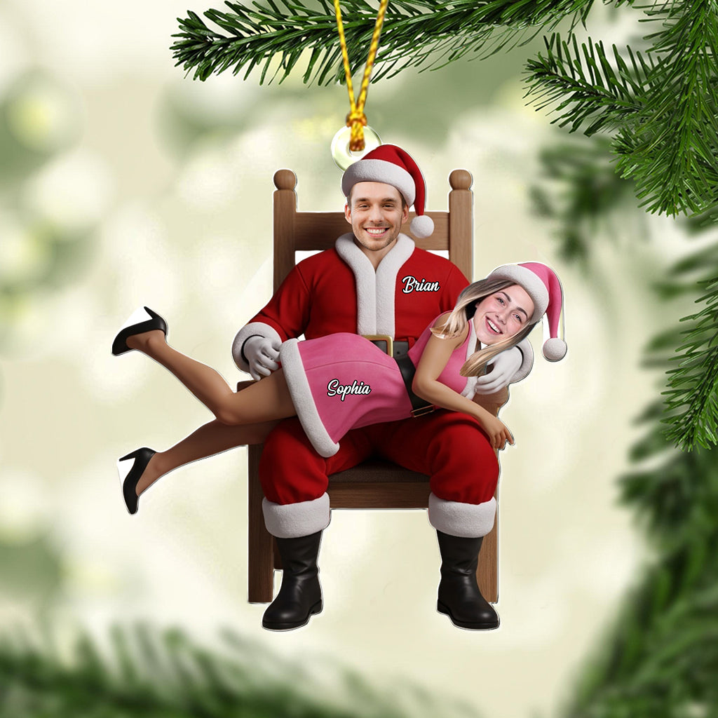Couple amusant de Noël - Ornement transparent personnalisé pour couple