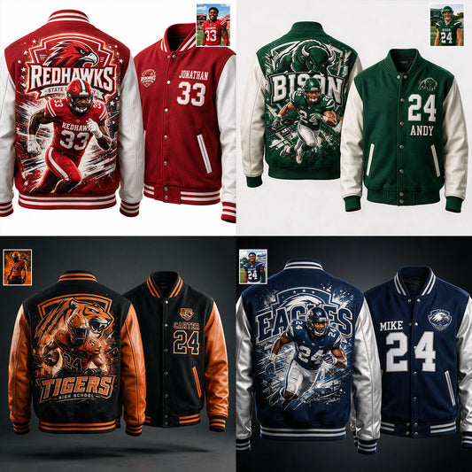 Personnalisé à partir de n'importe quelle photo - Veste Varsity de Football Personnalisée