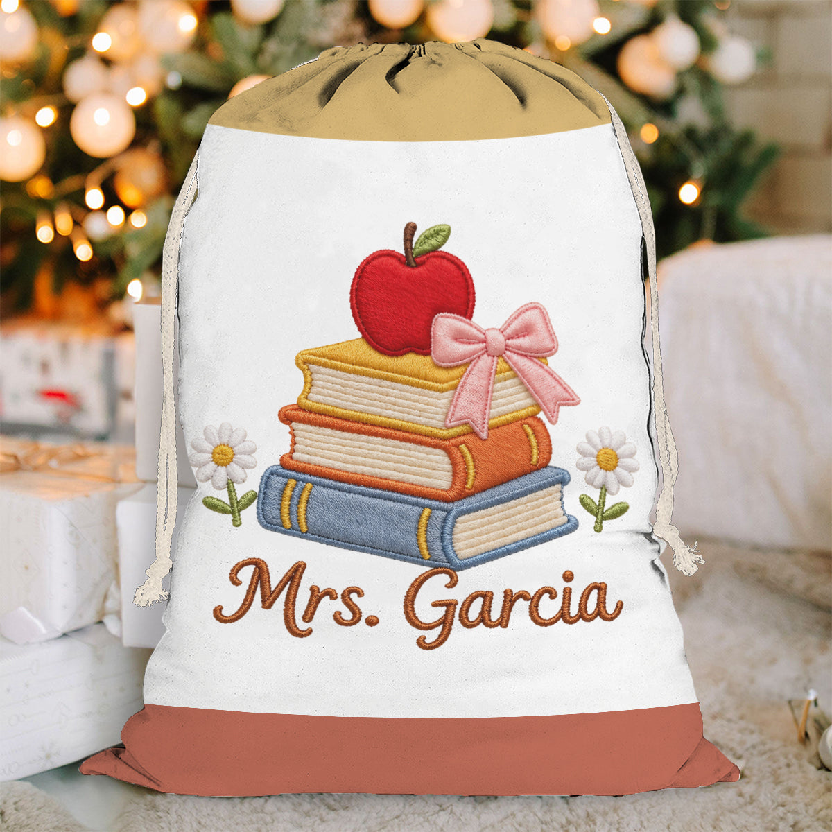 Teacher Gifts - Personalized Teacher Drawstring Tote Bag