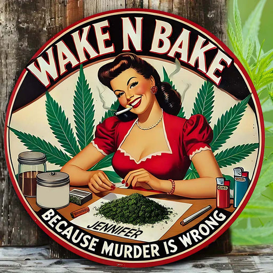 Wake N Bake - Panneau métallique personnalisé « Weed Cut »