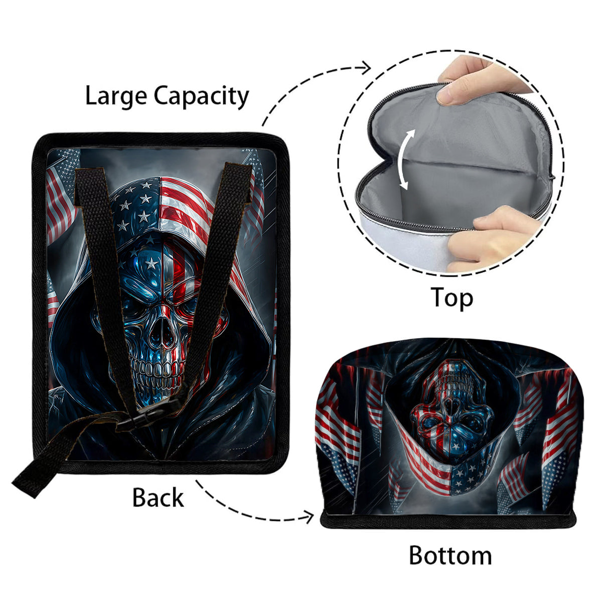 Patriotic Skull - Personalized Skull Portable Car Trash Can/ Organizer