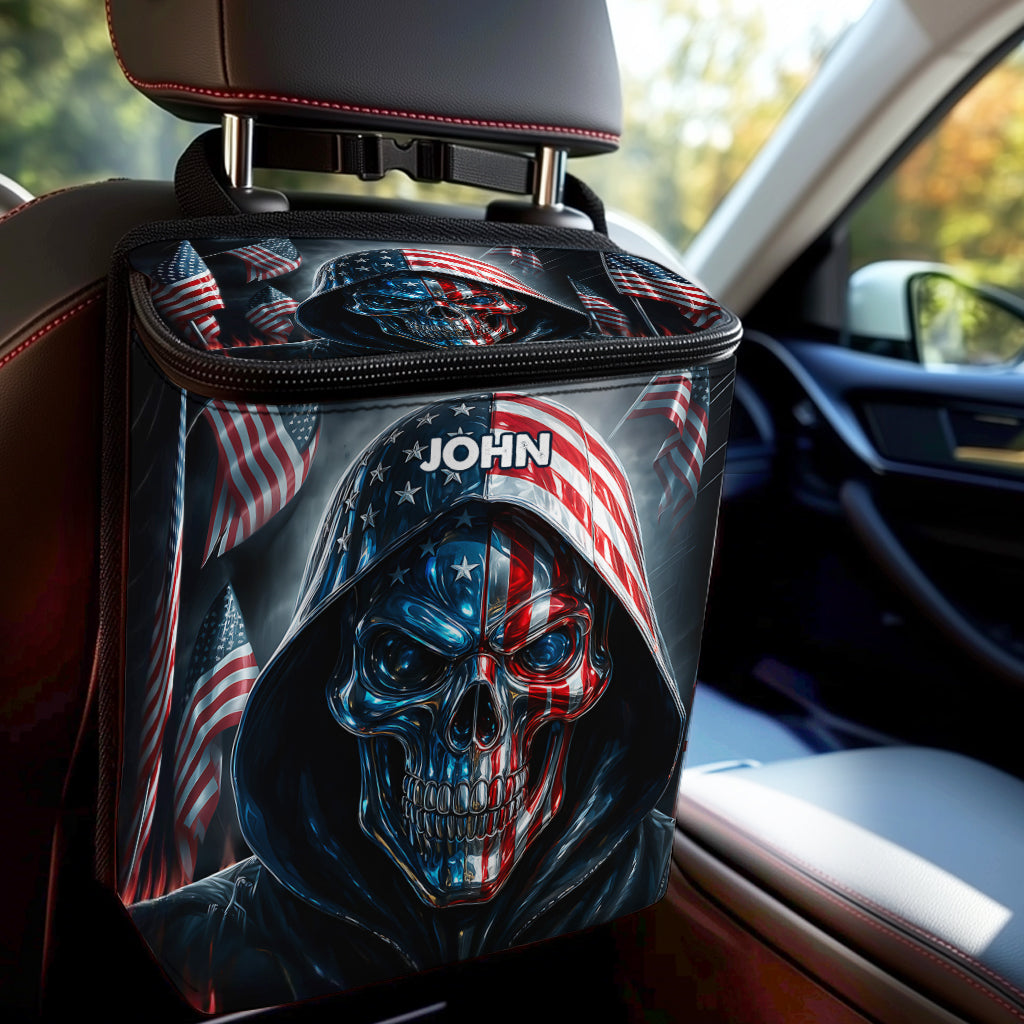 Patriotic Skull - Personalized Skull Portable Car Trash Can/ Organizer
