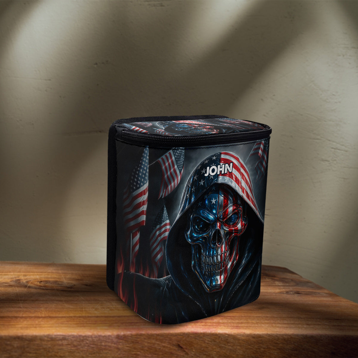 Patriotic Skull - Personalized Skull Portable Car Trash Can/ Organizer