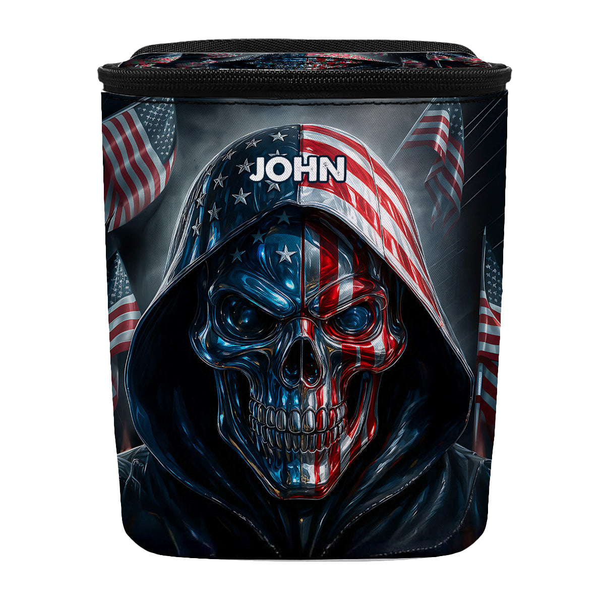 Patriotic Skull - Personalized Skull Portable Car Trash Can/ Organizer