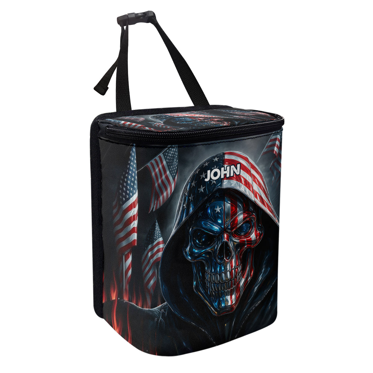 Patriotic Skull - Personalized Skull Portable Car Trash Can/ Organizer