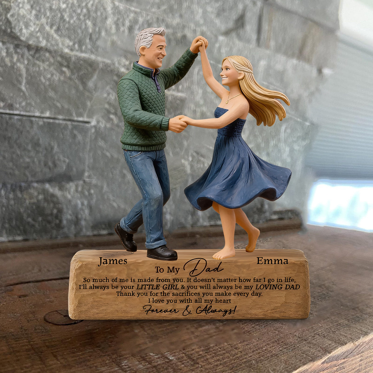 Je t'aime de tout mon cœur - Plaque en bois personnalisée en forme unique pour papa