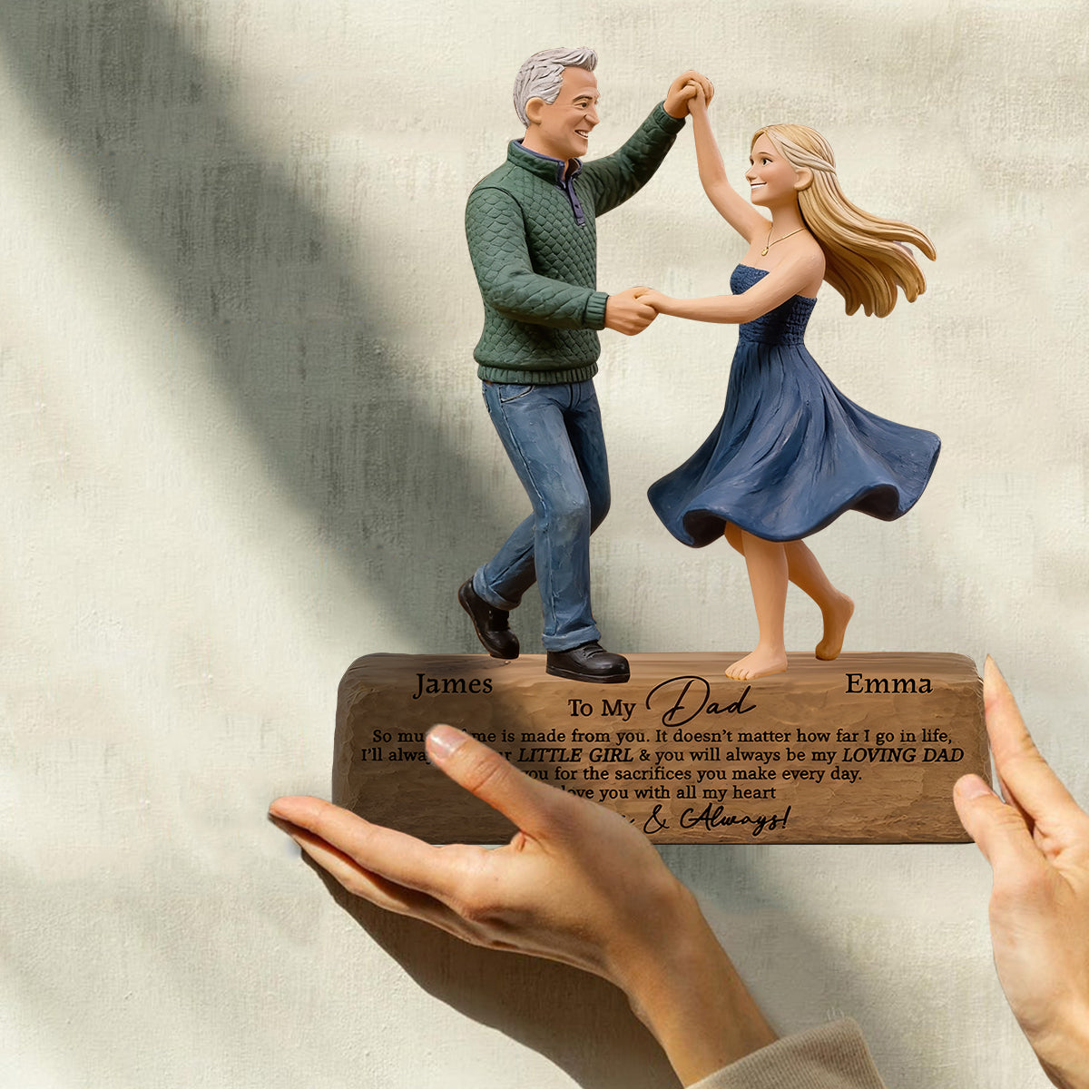Je t'aime de tout mon cœur - Plaque en bois personnalisée en forme unique pour papa