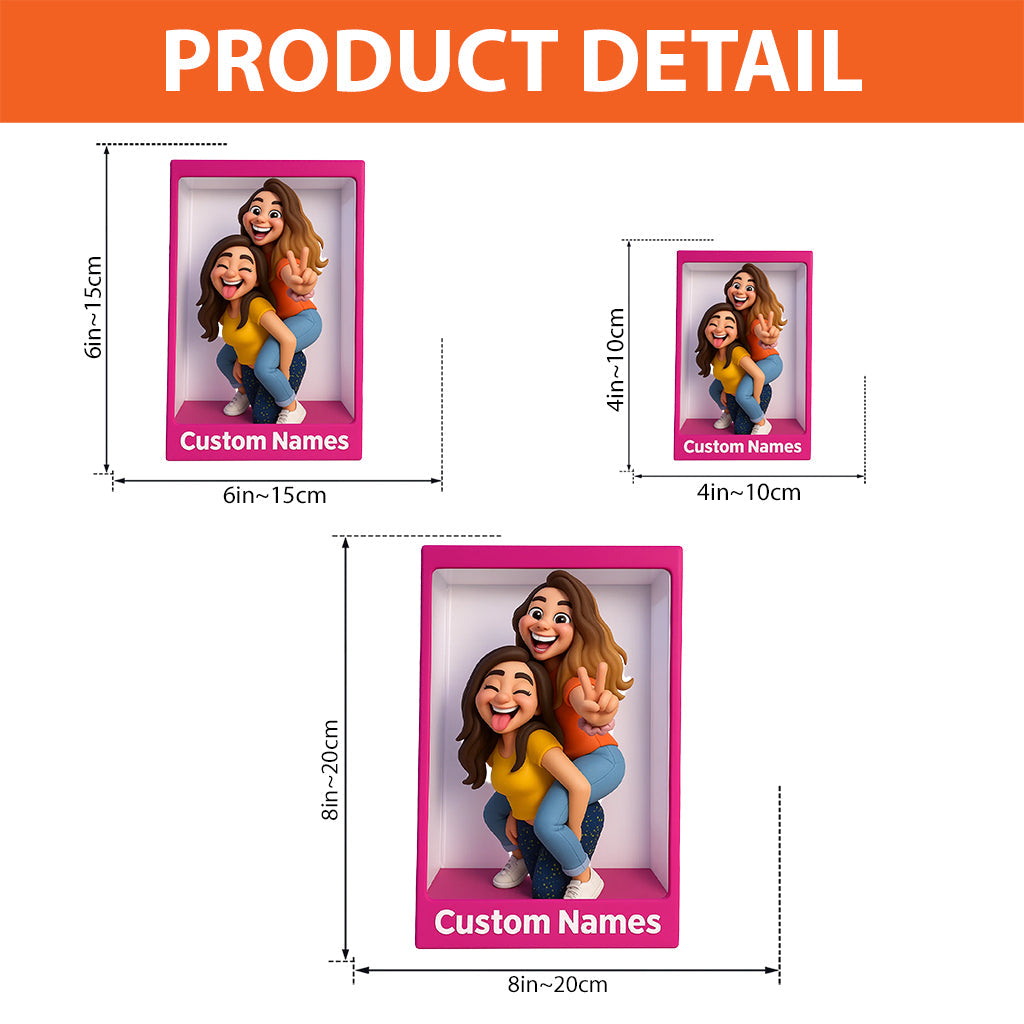 Plaque acrylique personnalisée « Meilleure amie » avec motif mascotte exagéré et humoristique, cadeau original et amusant.