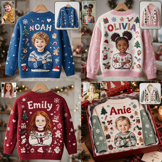 Holiday Moment - Personalized Kid Cardigan Sweater