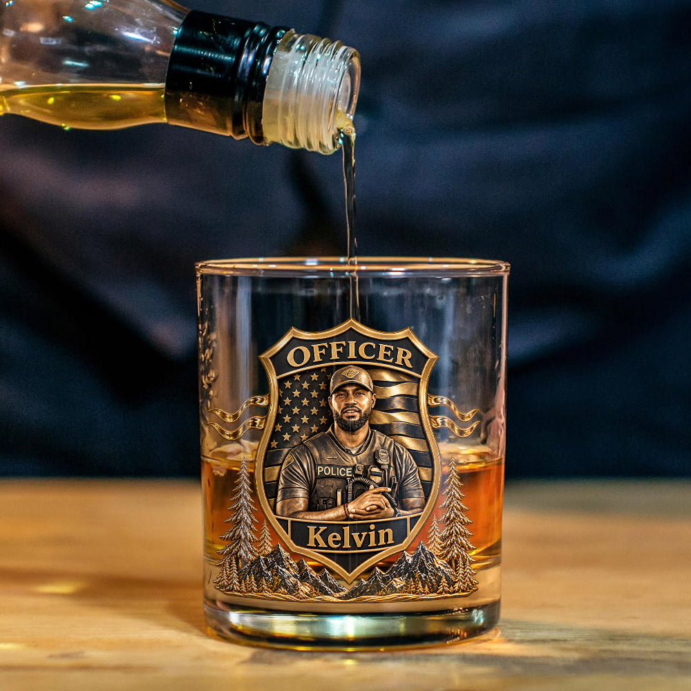 Proud Police - Personalized Police Officer Whiskey Decanter Set