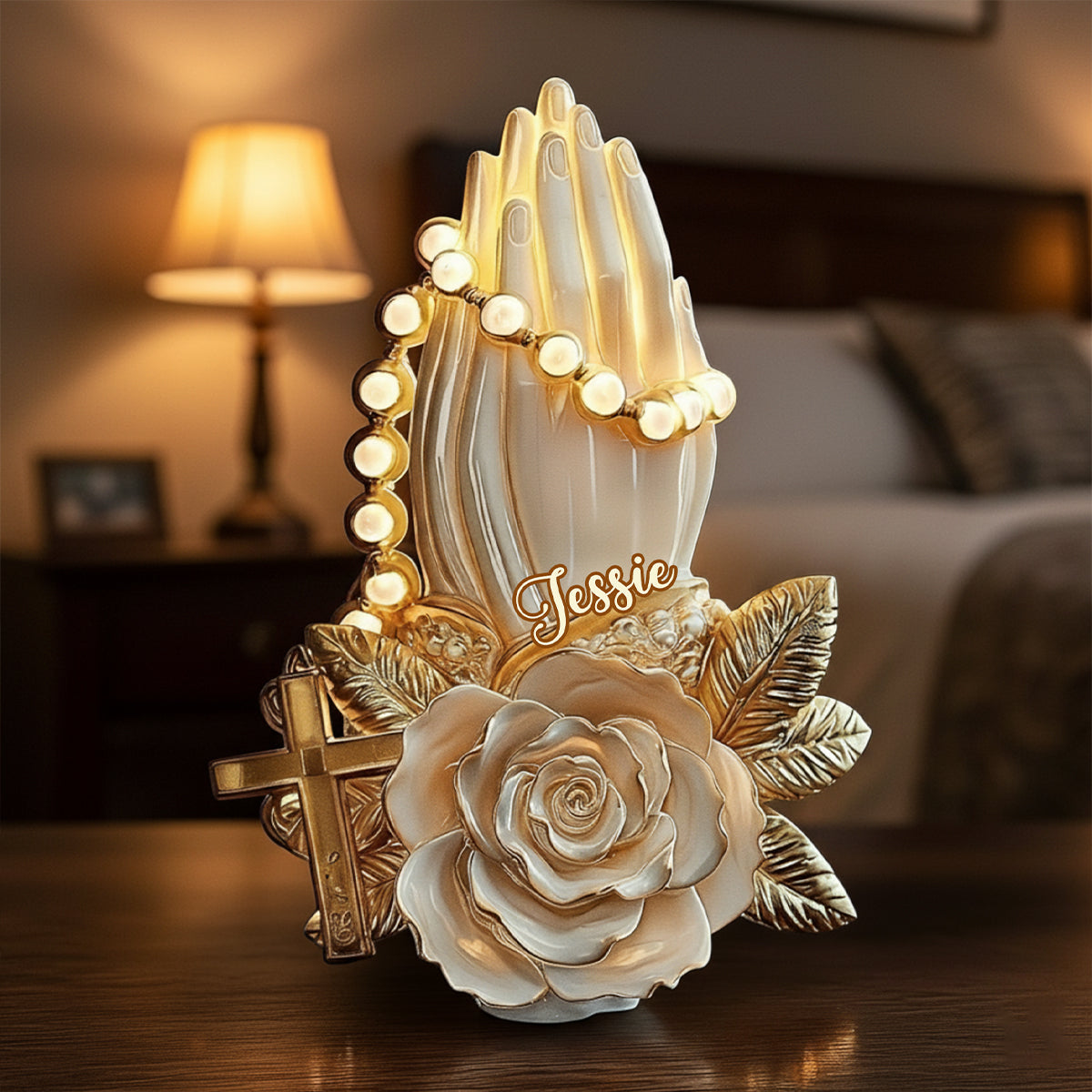 Mains en prière - Plaque acrylique chrétienne personnalisée en forme de main