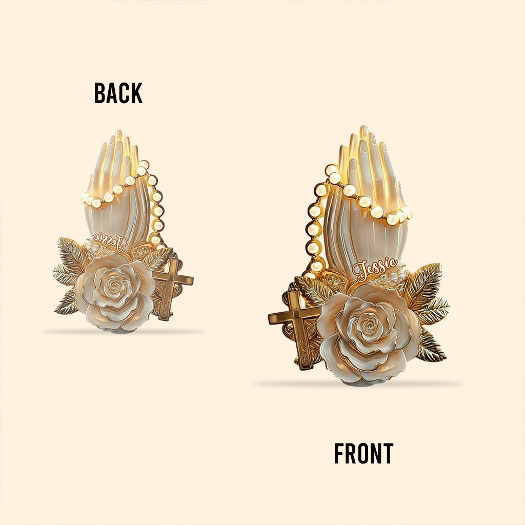 Mains en prière - Plaque acrylique chrétienne personnalisée en forme de main