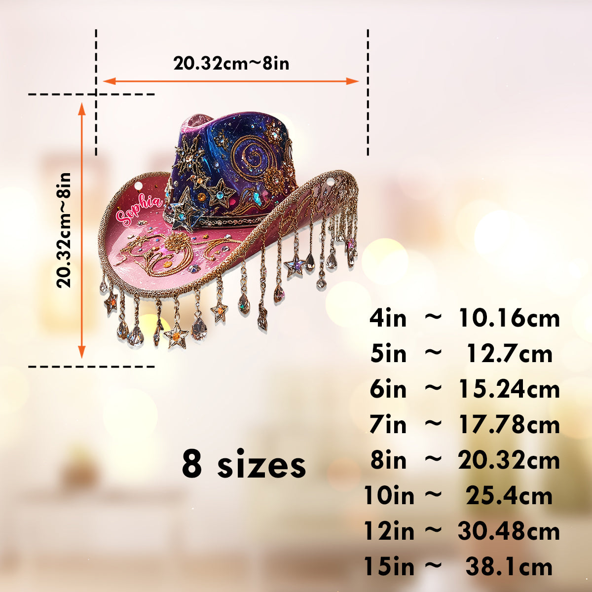 Magnifique chapeau de cowboy - Ornement attrape-soleil personnalisé pour fenêtre, style cowgirl