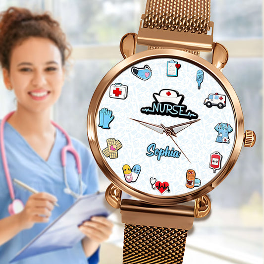 Nurse Life - Montre-bracelet personnalisée pour infirmières 