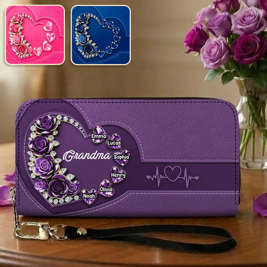 Best Mom Grandma Nana Ever - Personalized Mother Leather Long Wallet